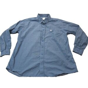 Cinch Shirt Mens XL Blue Polka Dot Long Sleeve Button Down Western Cotton Casual